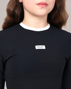 Stella Long Sleeve Top - Navy Blue
